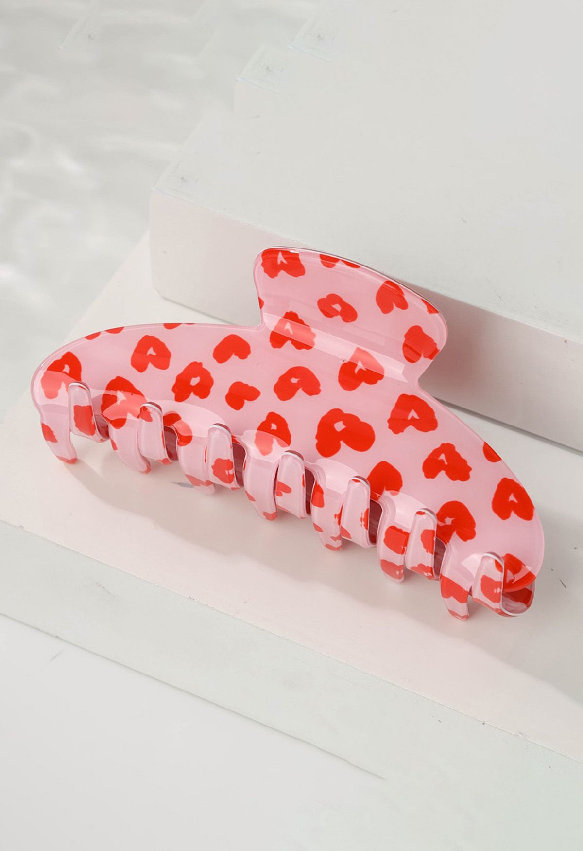 Red Heart Printed Acrylic Hair Claw