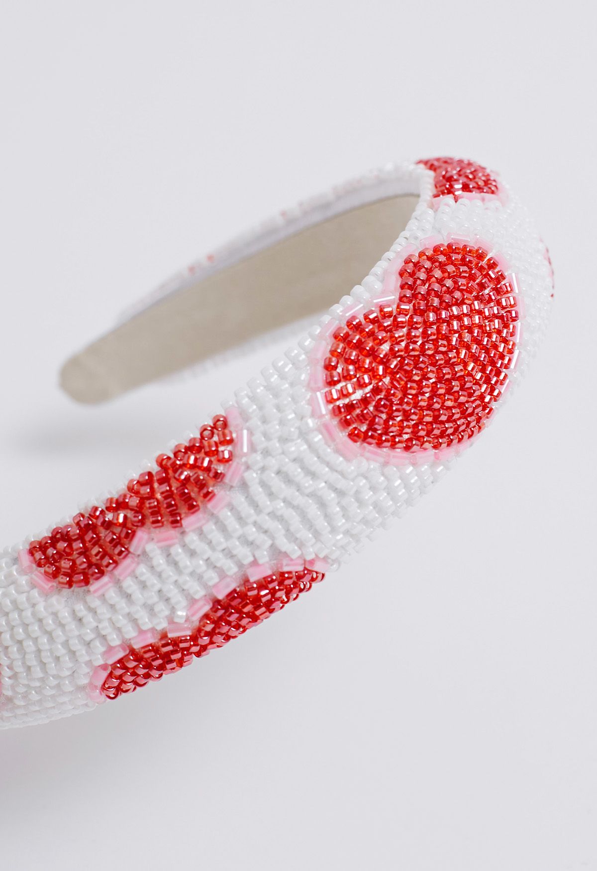 Heart Pattern Beaded Headband in Red