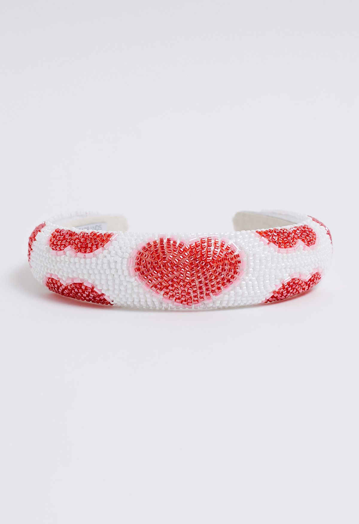 Heart Pattern Beaded Headband in Red