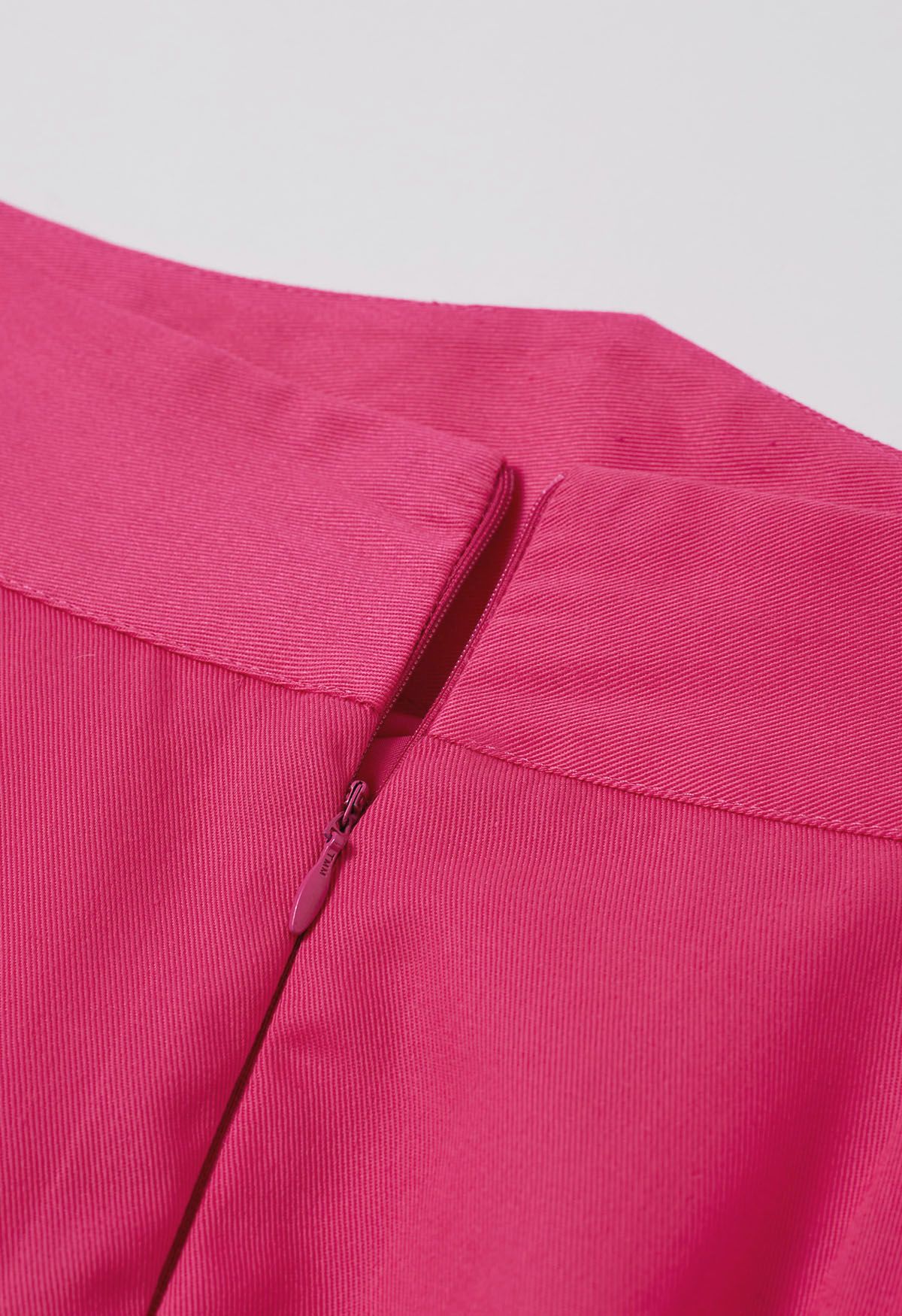 Solid Hot Pink High-Waist A-Line Midi Skirt