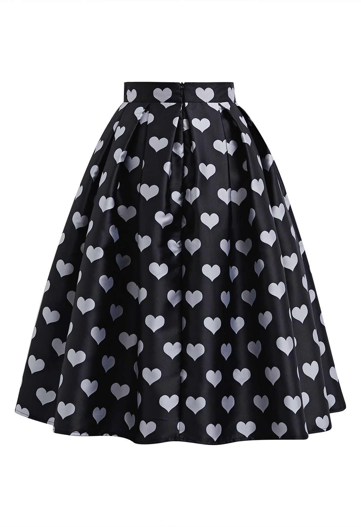 Affectionate Love Box Pleat Midi Skirt in Black