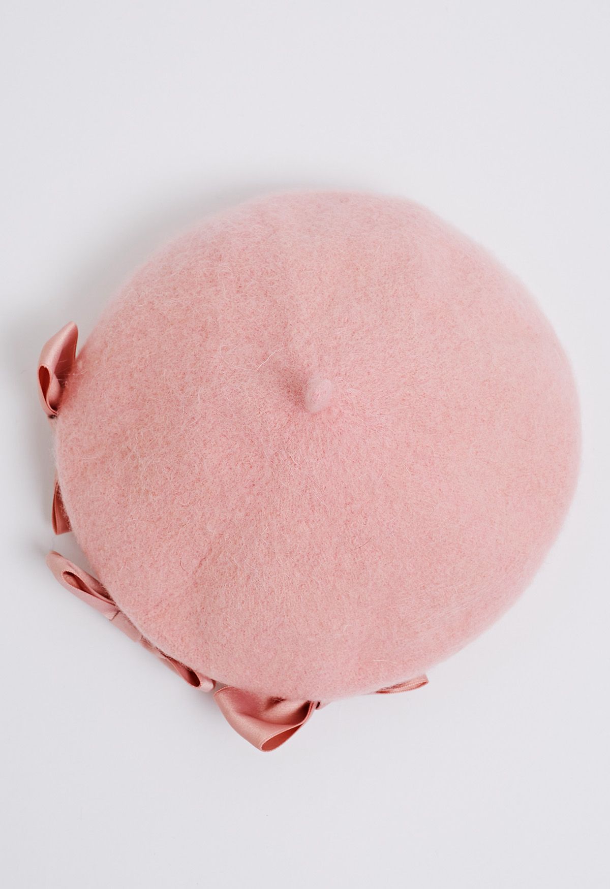 Sweet Bowknot Wool-Blend Beret in Pink