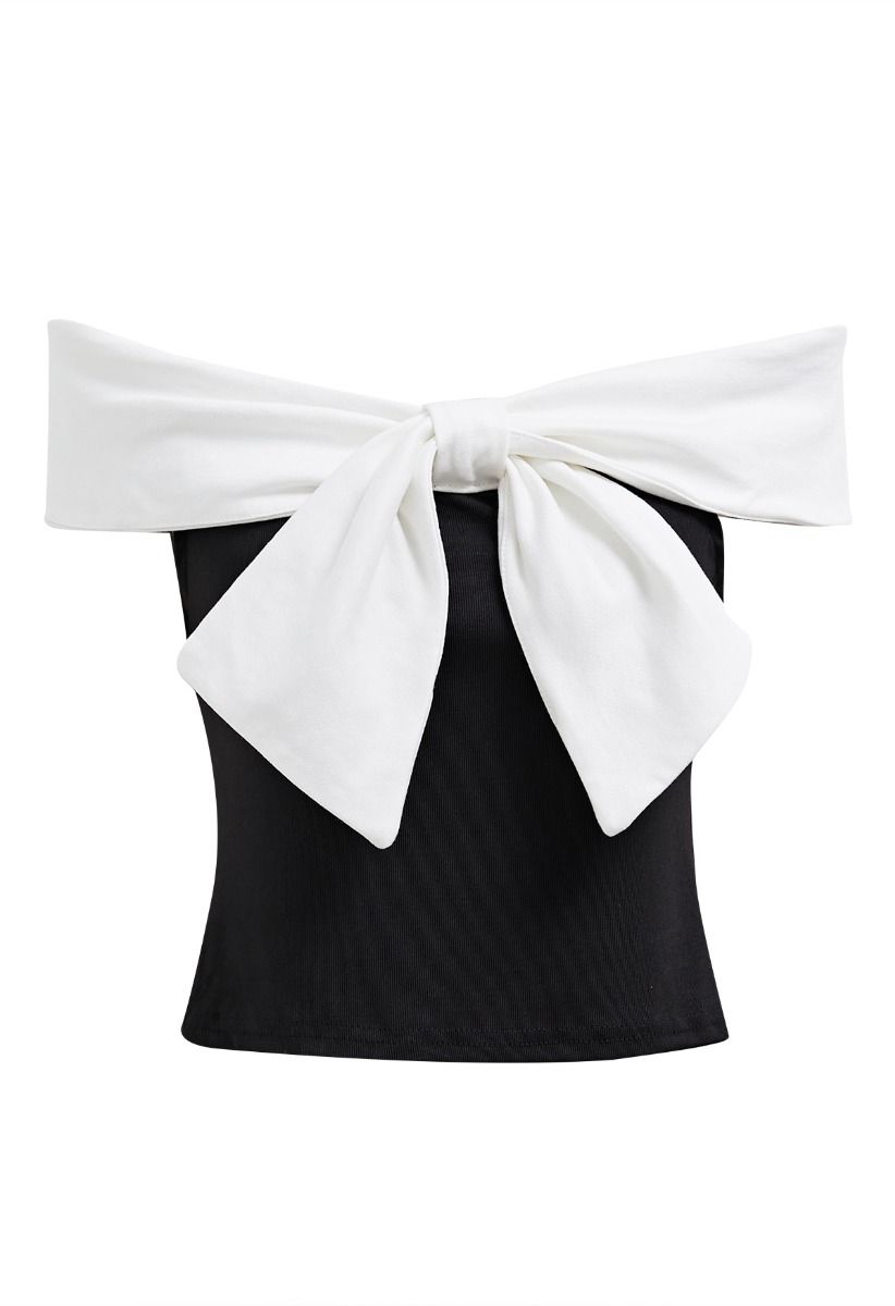 Elegant Bow Off-Shoulder Crop Top