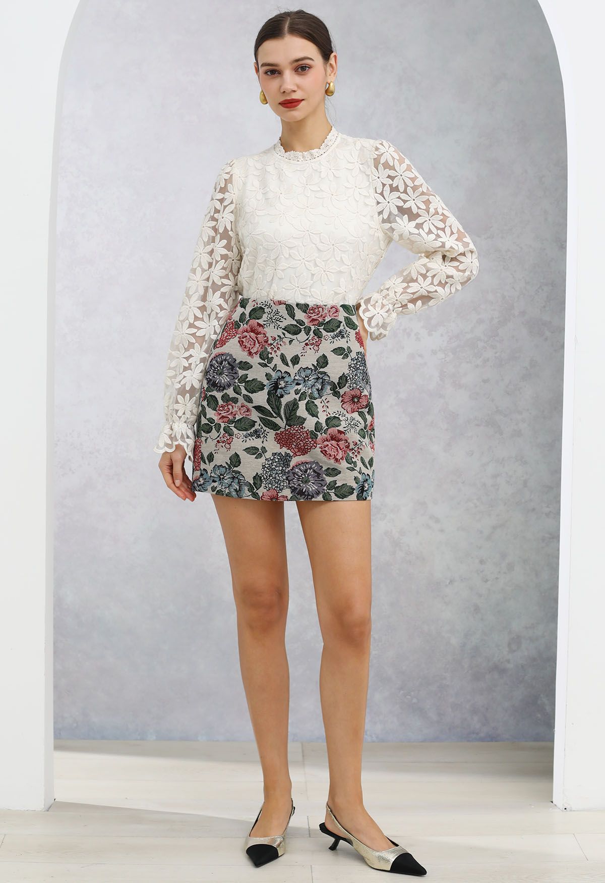 Vintage Bloom Canvas Mini Bud Skirt