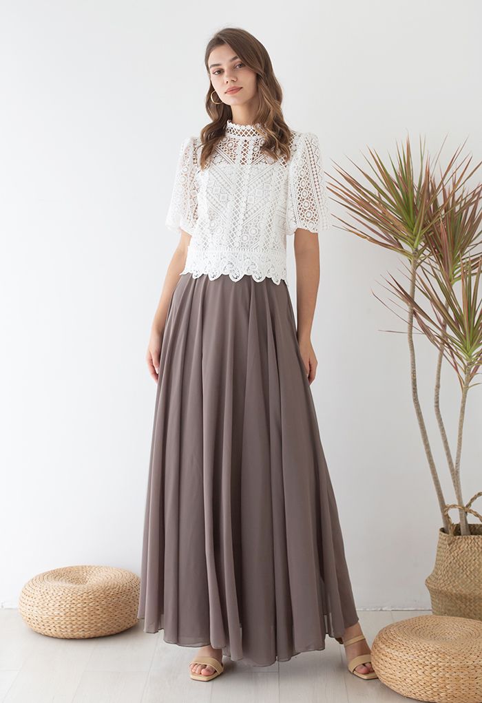 Timeless Favorite Chiffon Maxi Skirt in Taupe