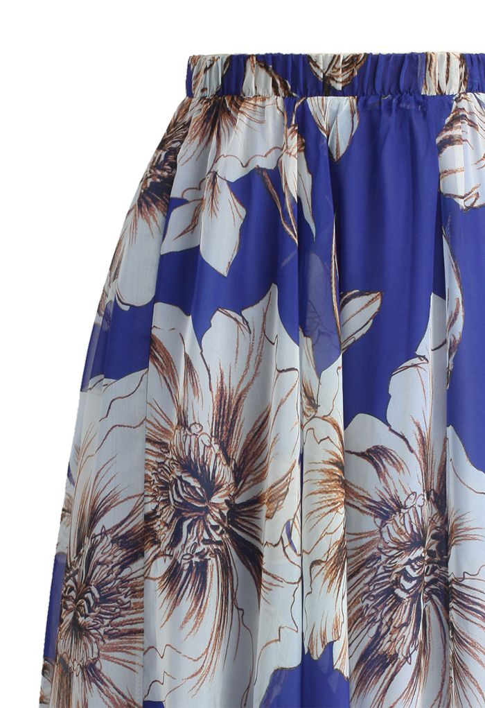 Marvelous Floral Maxi Skirt in Blue