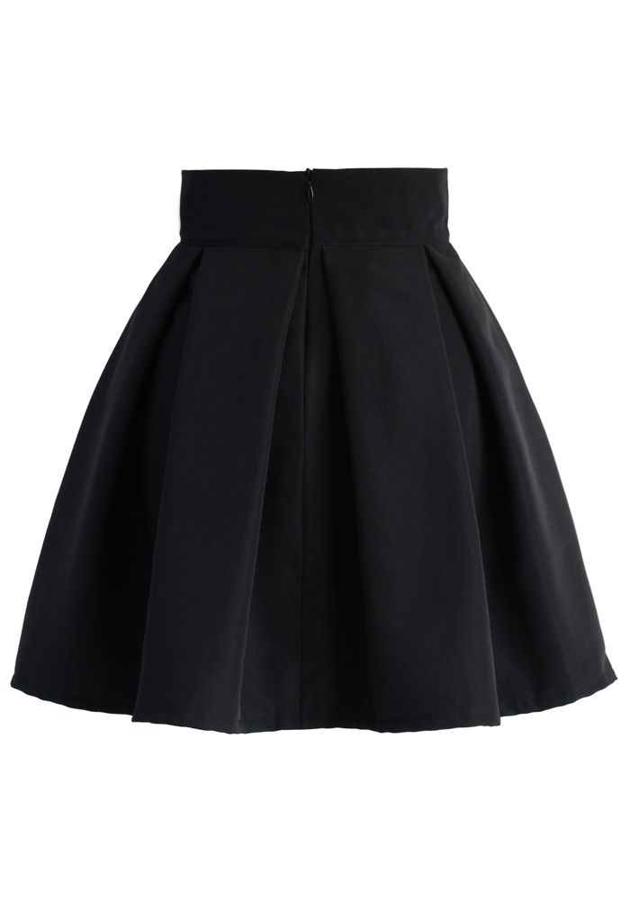 Sweet Your Heart Bowknot Pleated Skirt in Black