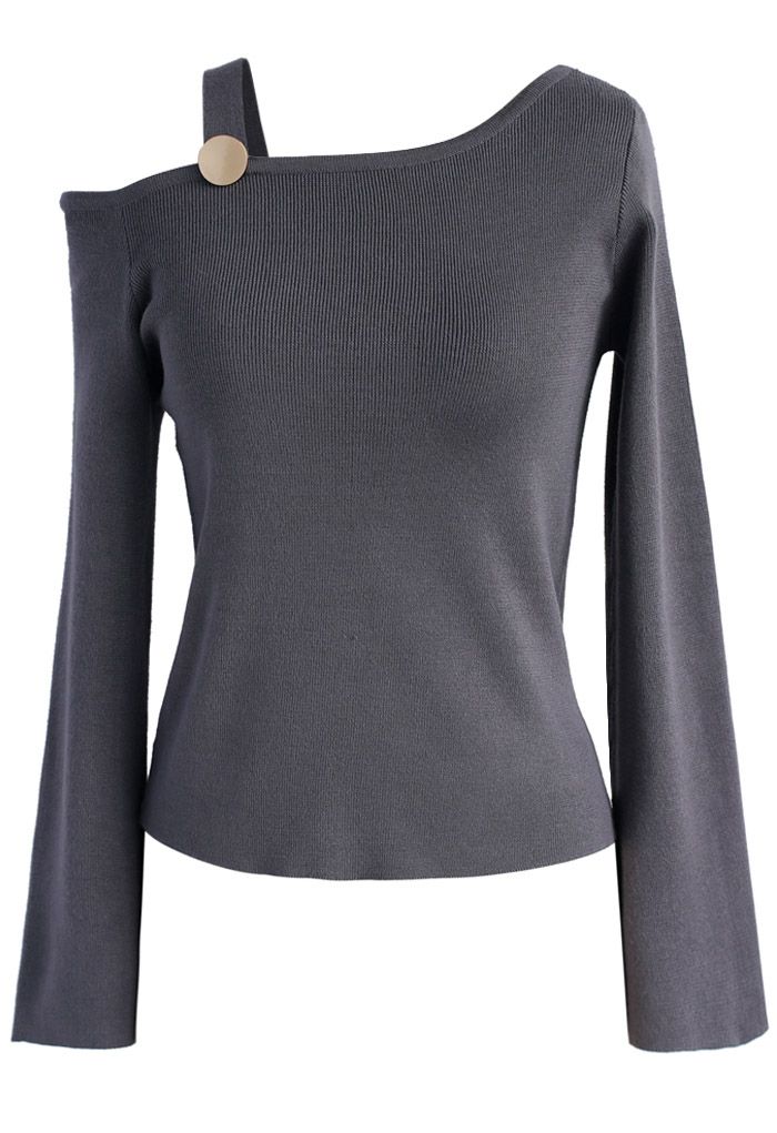 Chic Deliver Knit Top in Grey