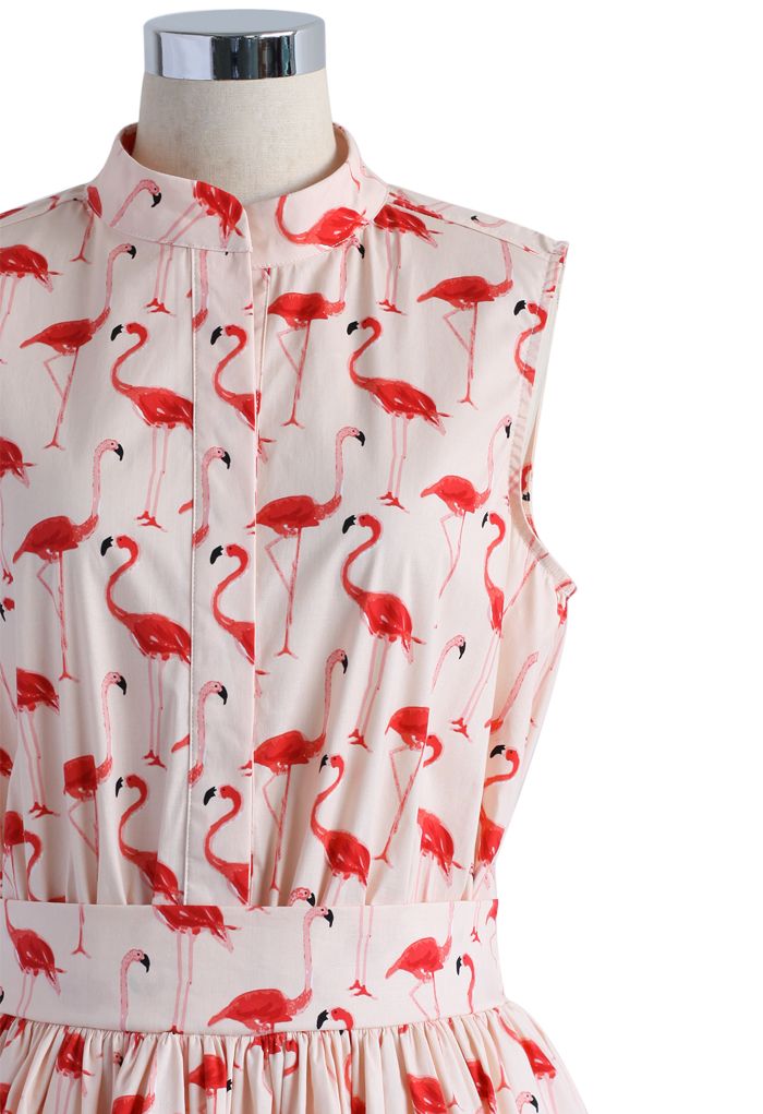 Flamingo Fun Flare Print Dress - Retro, Indie and Unique Fashion