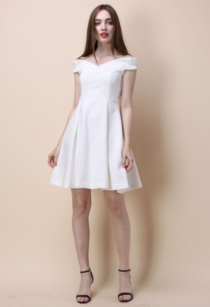 Dote on Simplicity Off-shoulder White Dress