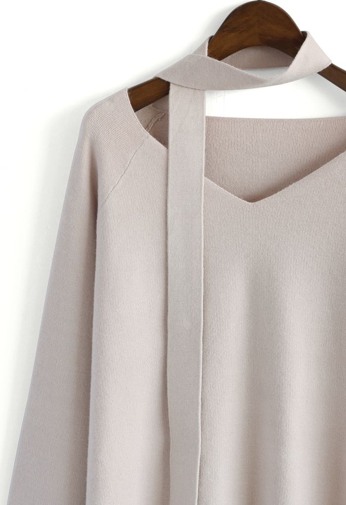 Soft Bell Sleeves V-neck Sweater in Pink