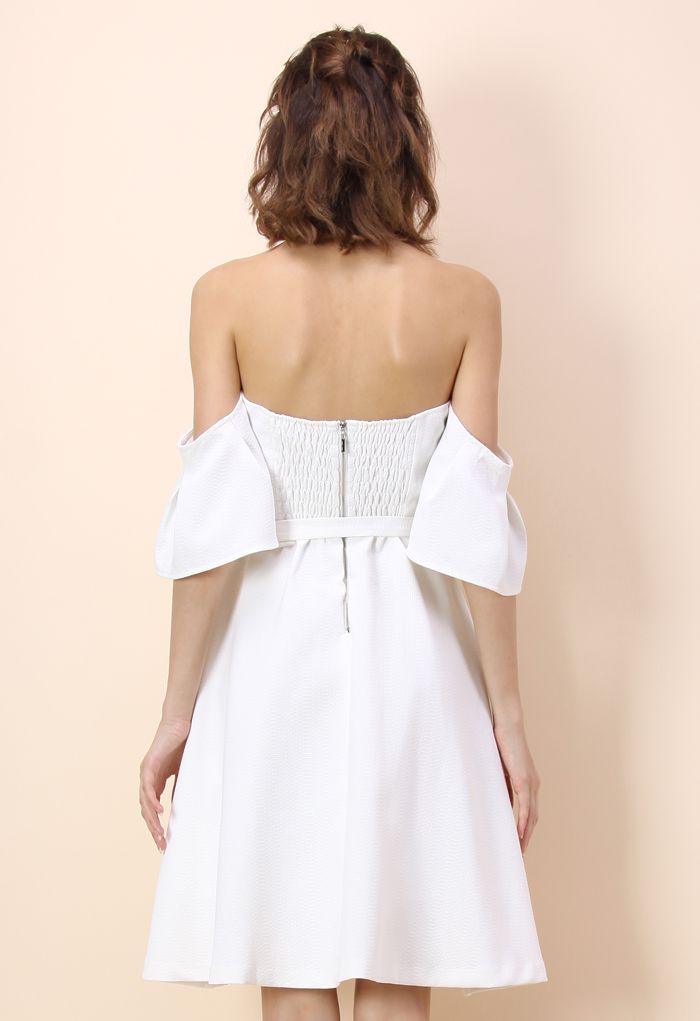 Classy Glitz Off-shoulder Dress in White
