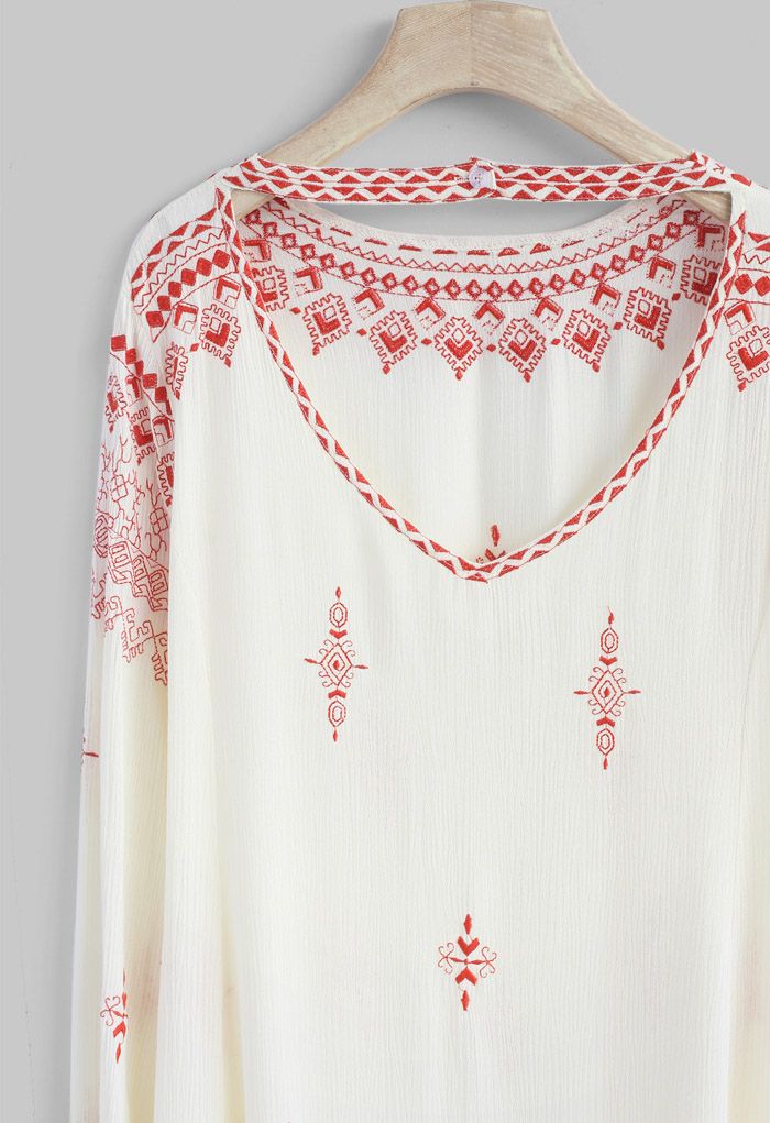 Boho Evocation Embroidered Dress in Beige