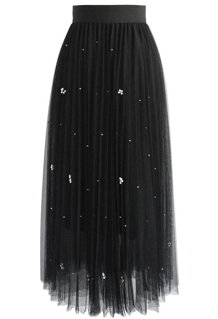Falling Sparkle Tulle Skirt in Black
