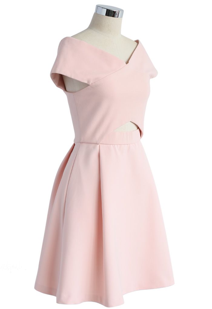 Concise Classy Off-shoulder Dress in Pink