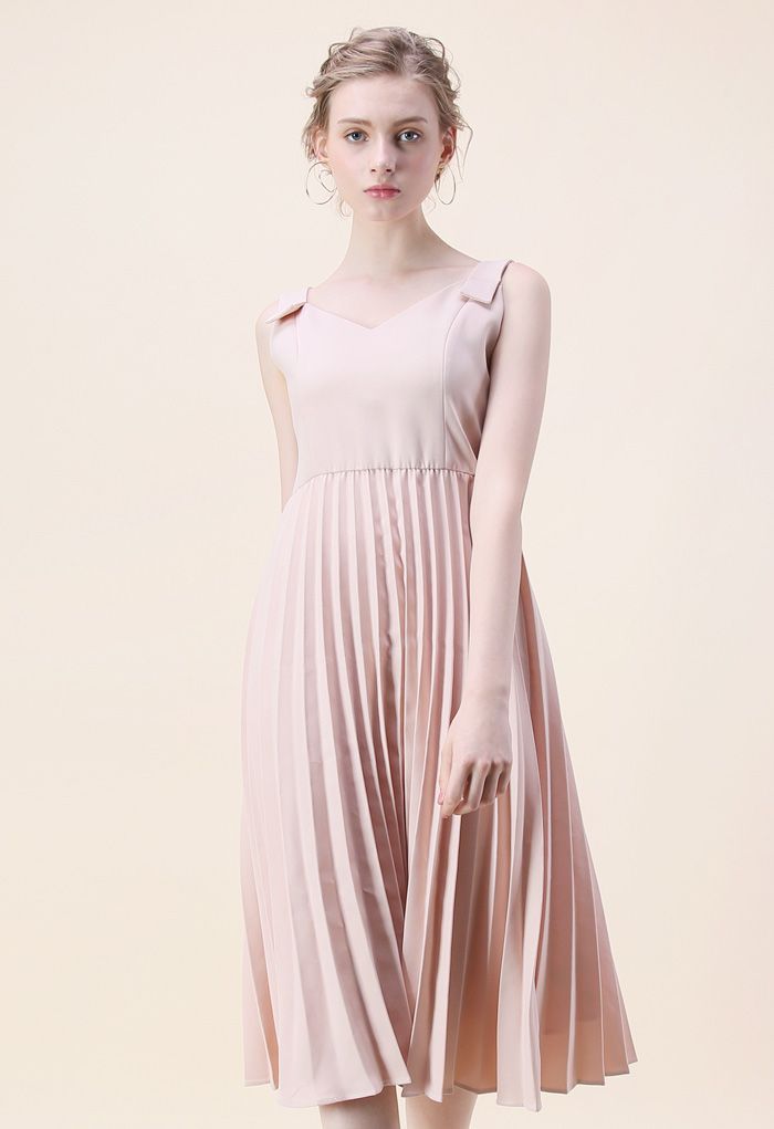 Felicity Comes Around Pleated Cami Dress in Pink 