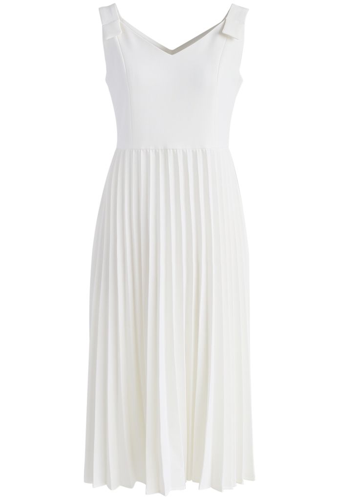 Felicity Comes Around Pleated Cami Dress in White