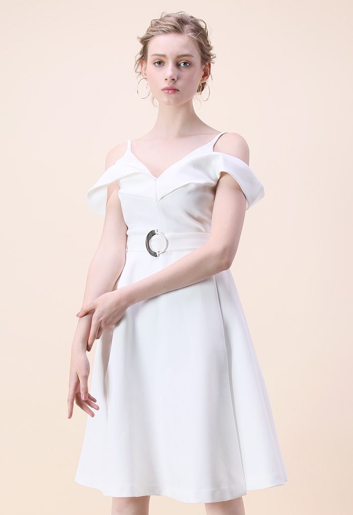 Infinite Adore Cold-shoulder Dress in White