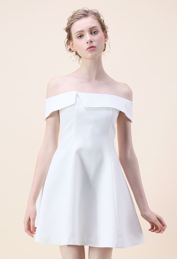 Be There with Grace Off-shoulder Dress in White - Retro, Indie and ...