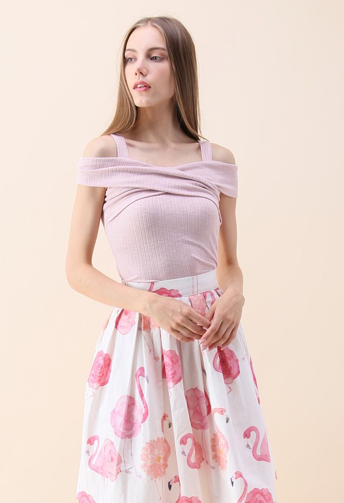 Undeniably Loveliest Cold-shoulder Wrap Top in Pink