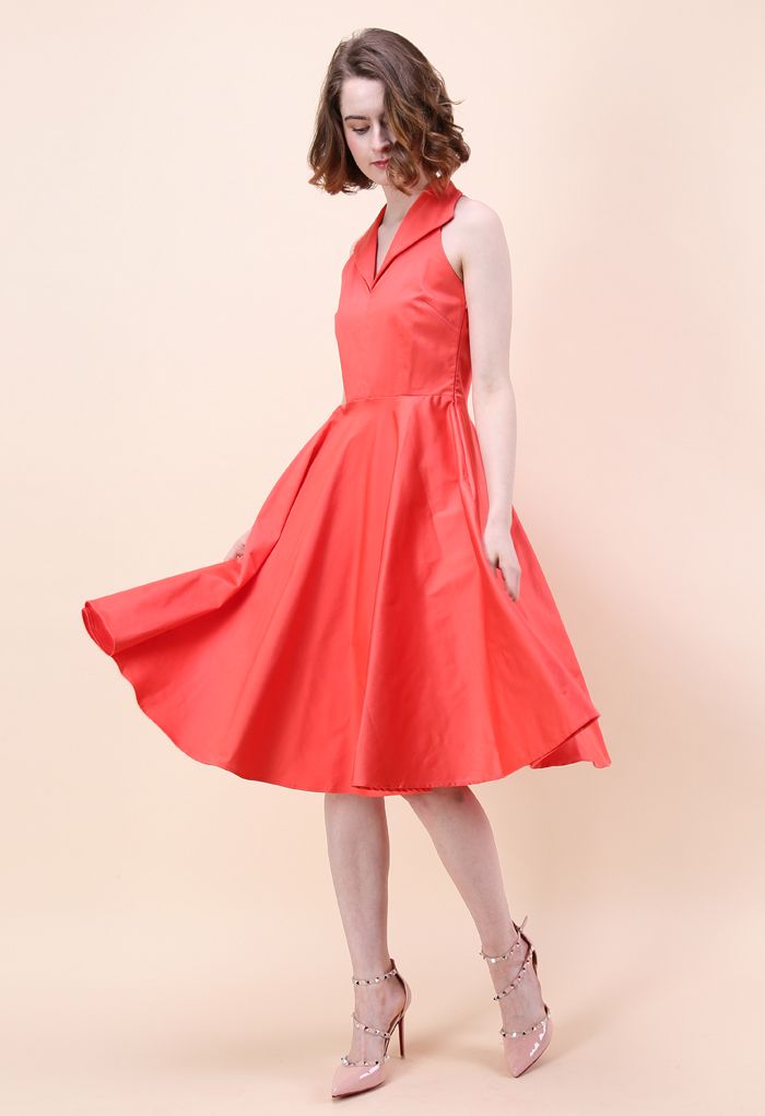 Date with Glamour Sleeveless Dress in Coral