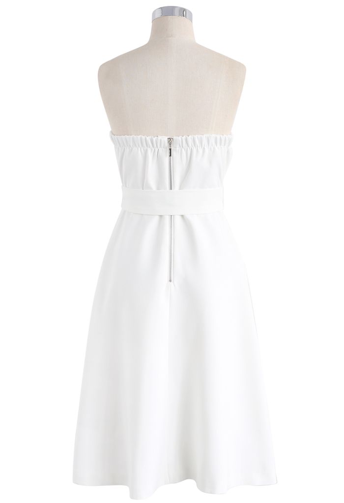 Charming Connection Double Breasted Strapless Dress in White