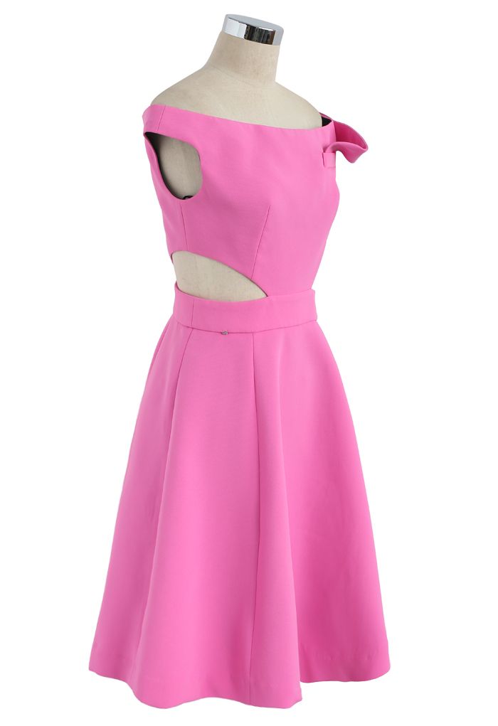 Keep on Dancing Off-Shoulder Dress in Rouge Pink