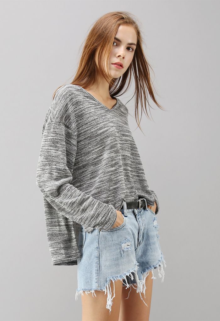 Neutral Marble Knit Top 