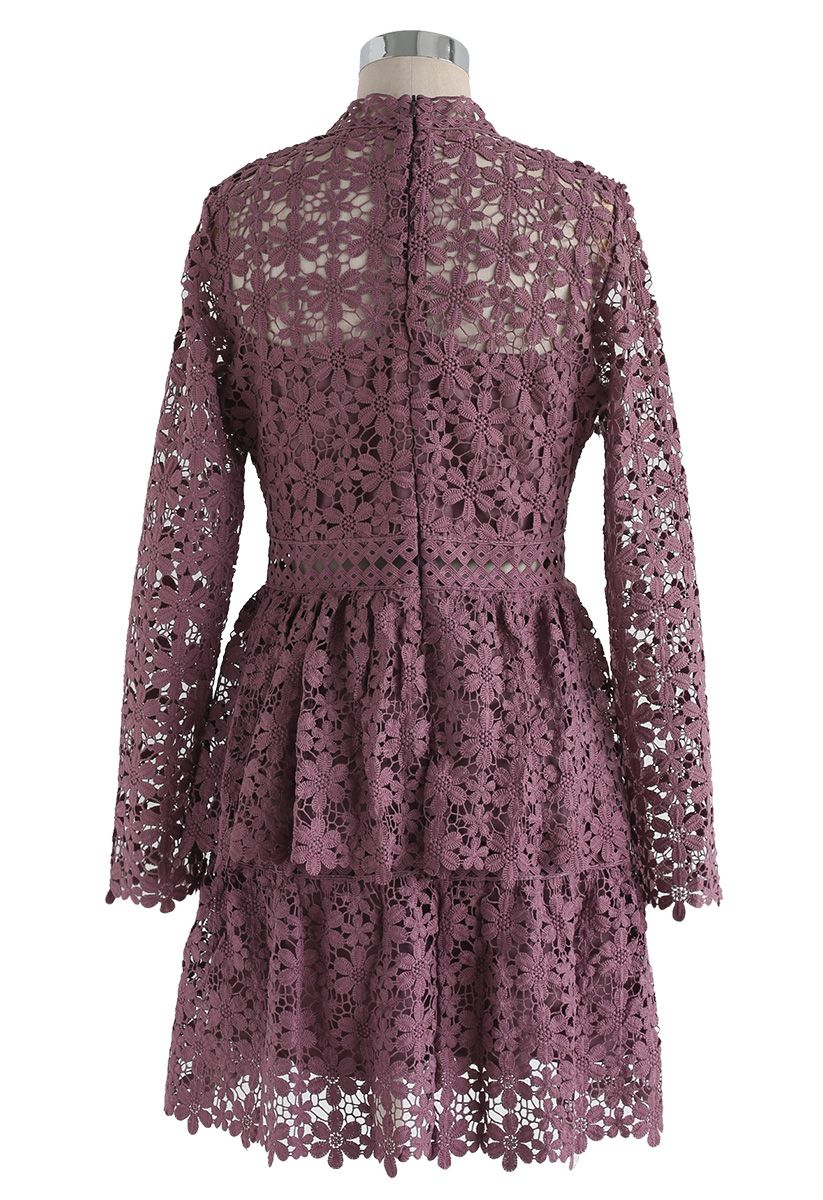 Awaken My Love Floral Crochet Dress in Violet