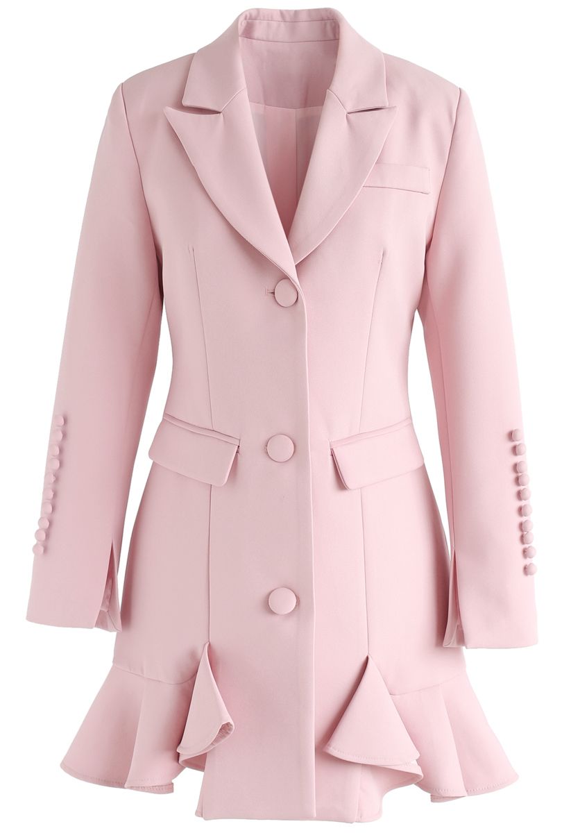 Classy Vogue Peplum Coat Dress in Pink
