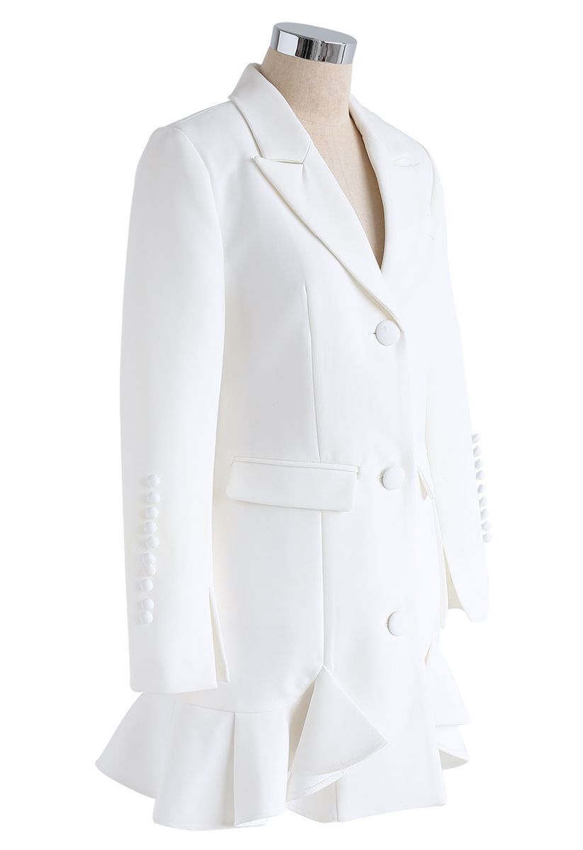 Classy Vogue Peplum Coat Dress in White