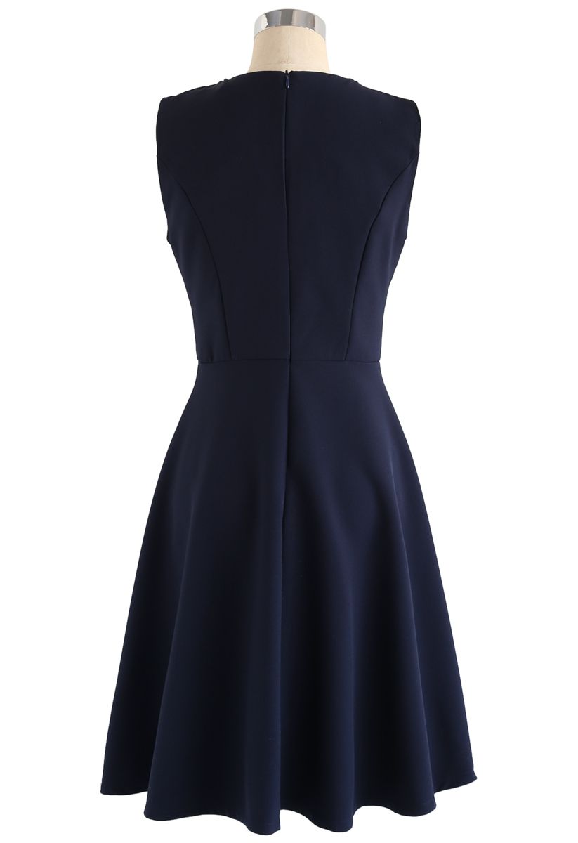 Perfect Poise Floral Sleeveless Dress in Navy