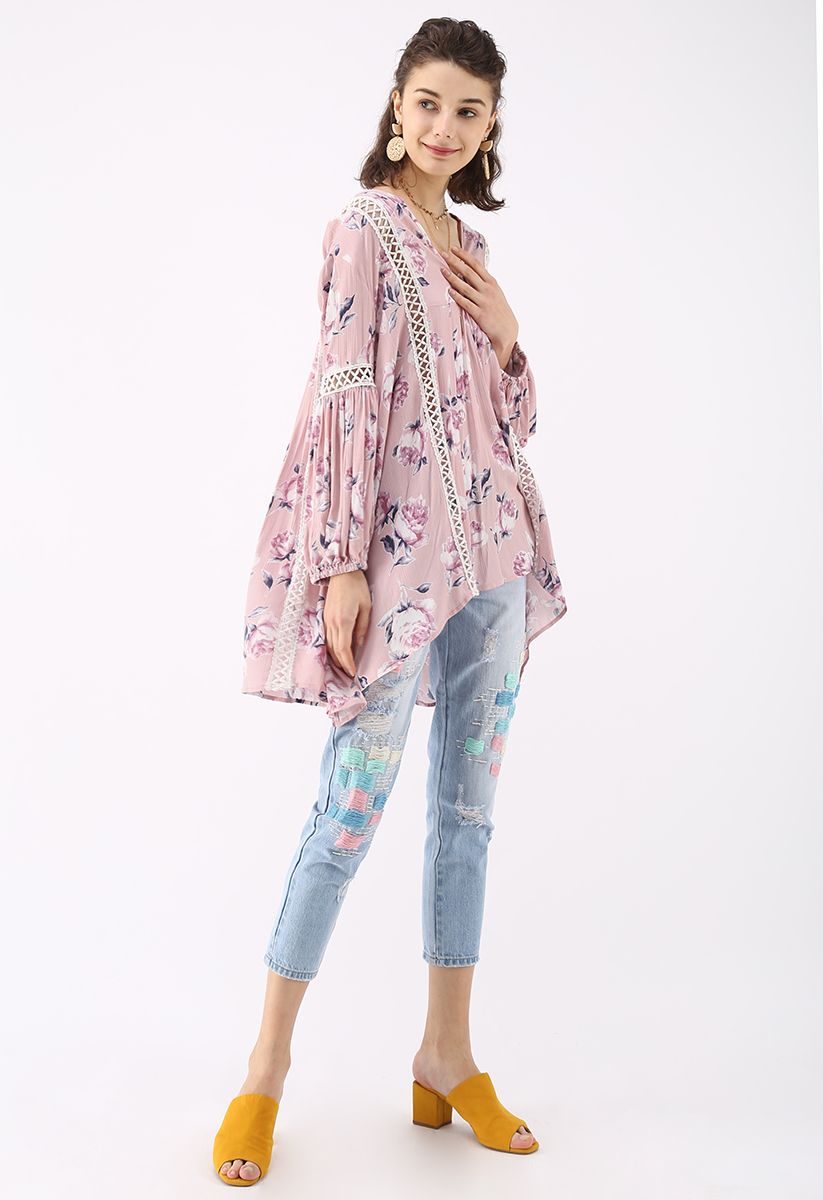 Redolent Rose Flow My Way V-neck Tunic in Pink