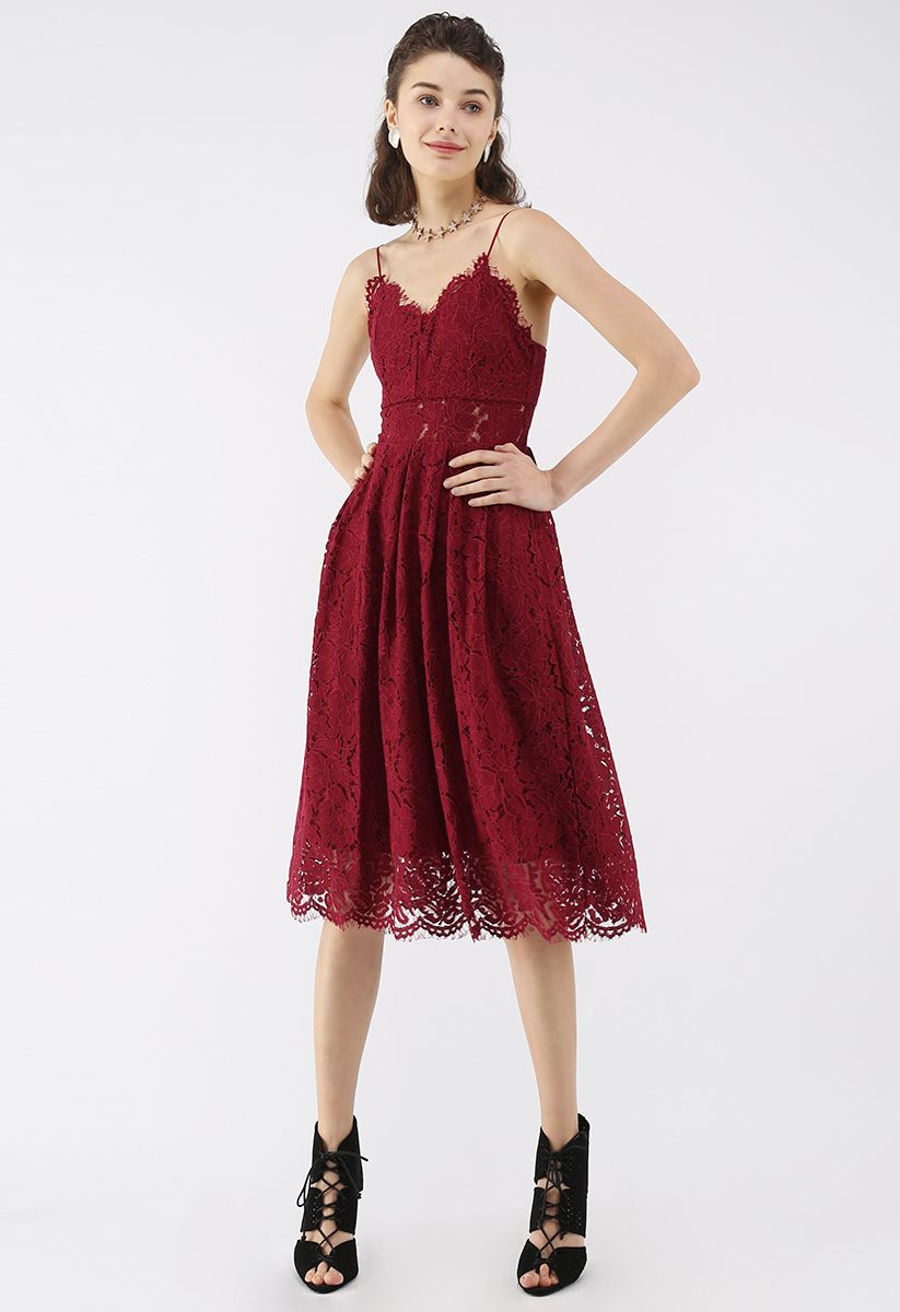 Spirit of Romance Lace Cami Dress in Wine - Retro, Indie and Unique Fashion