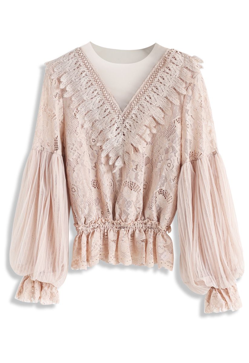 Only for You Mesh Lace Top in Blush Pink