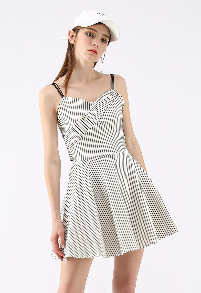 Be the Light Cami Dress in White Stripe 