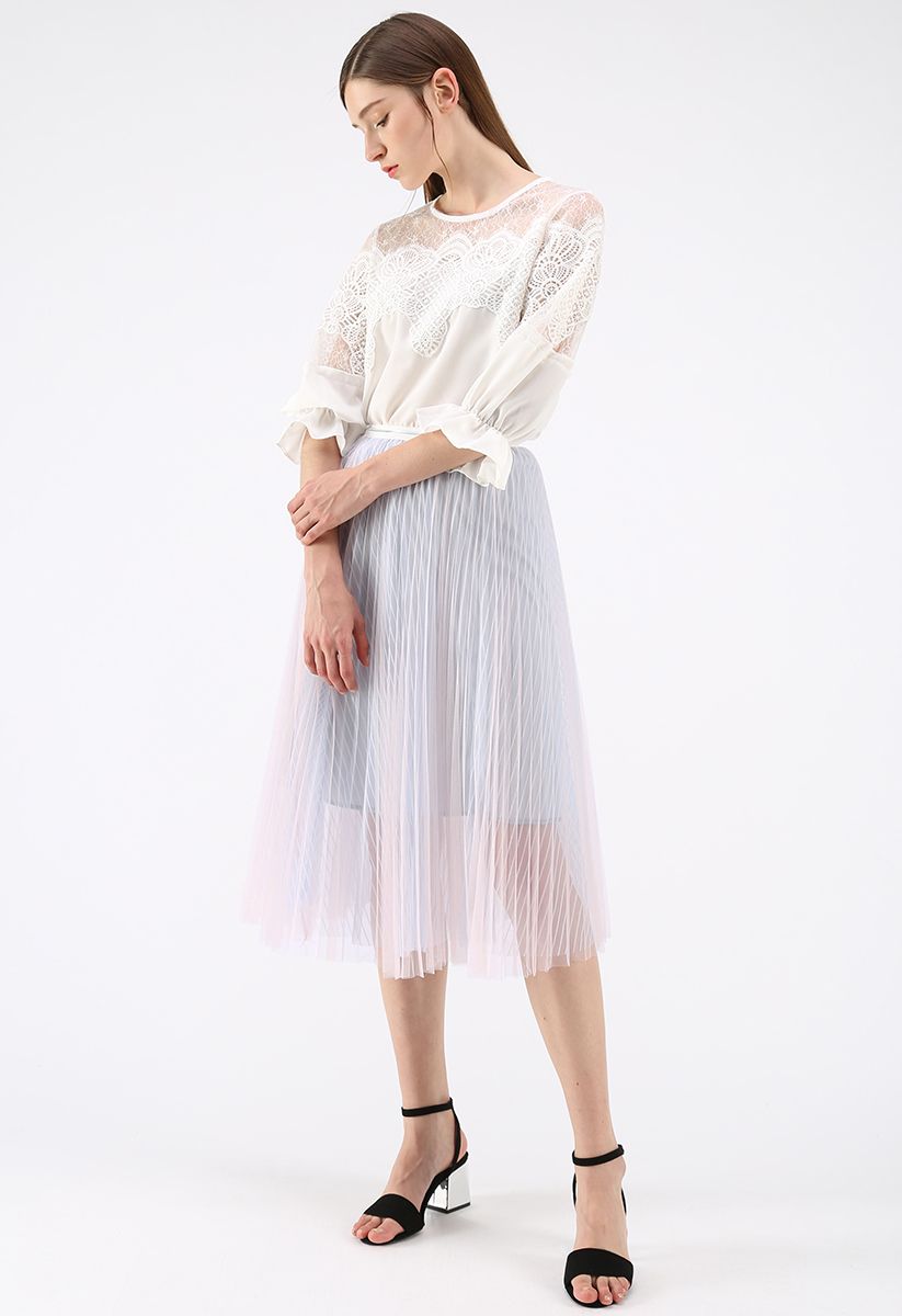 Summer Melody Pleated Mesh Tulle Skirt