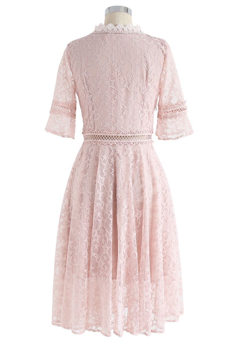 A Skyful of Stars Lace Dress in Pink