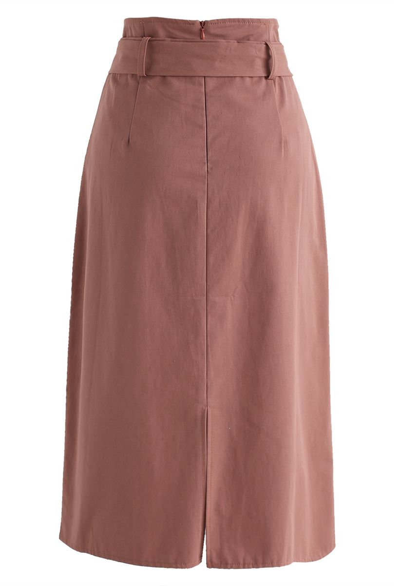 Elegant Poise Pencil Skirt in Caramel