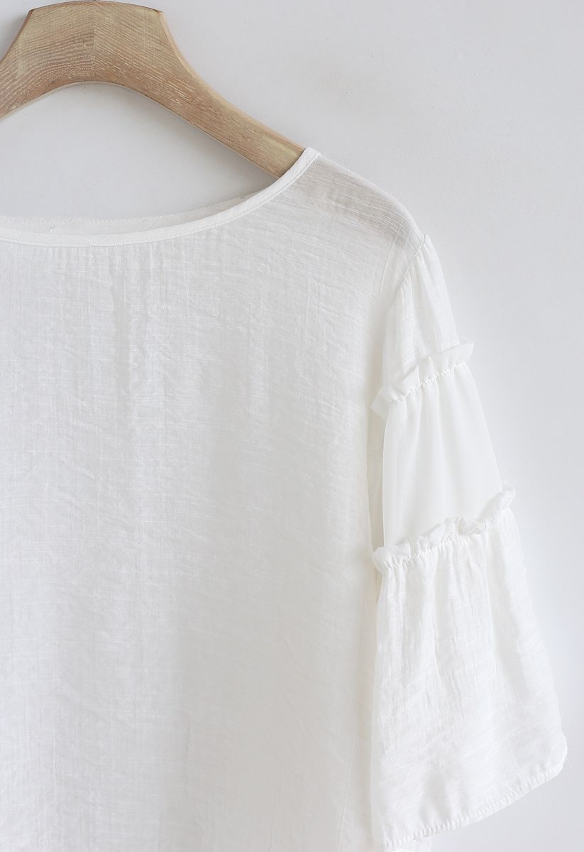 Float on Flare Sleeves Top in White