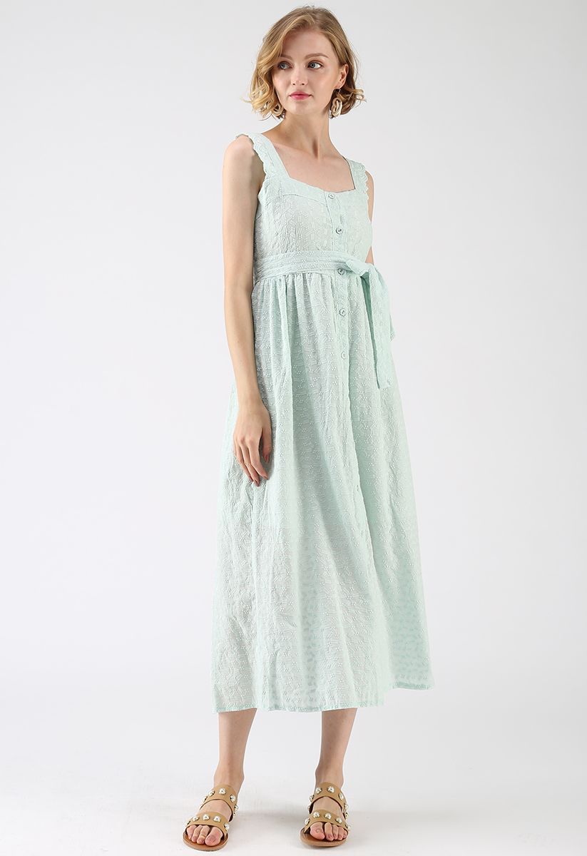 Find Love in Embroidered Cami Dress in Green