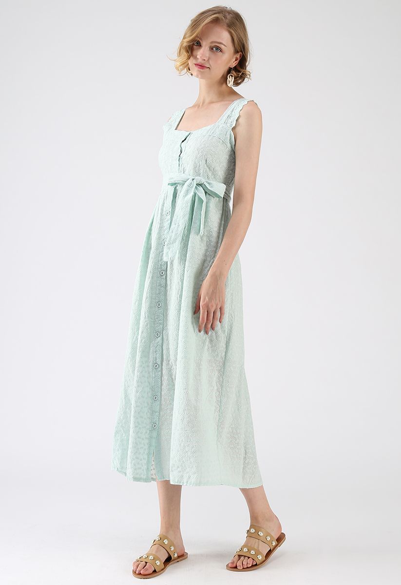 Find Love in Embroidered Cami Dress in Green