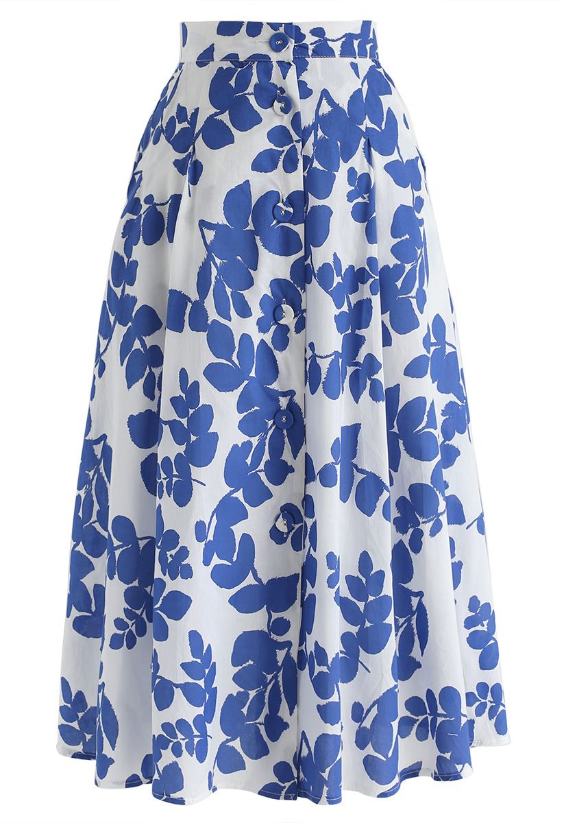 Dye in Blossom Button Down A-Line Skirt