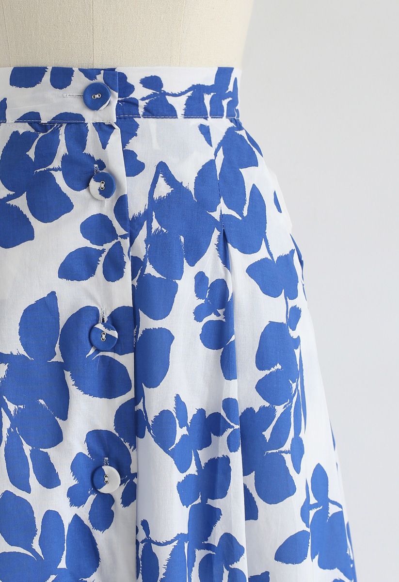 Dye in Blossom Button Down A-Line Skirt