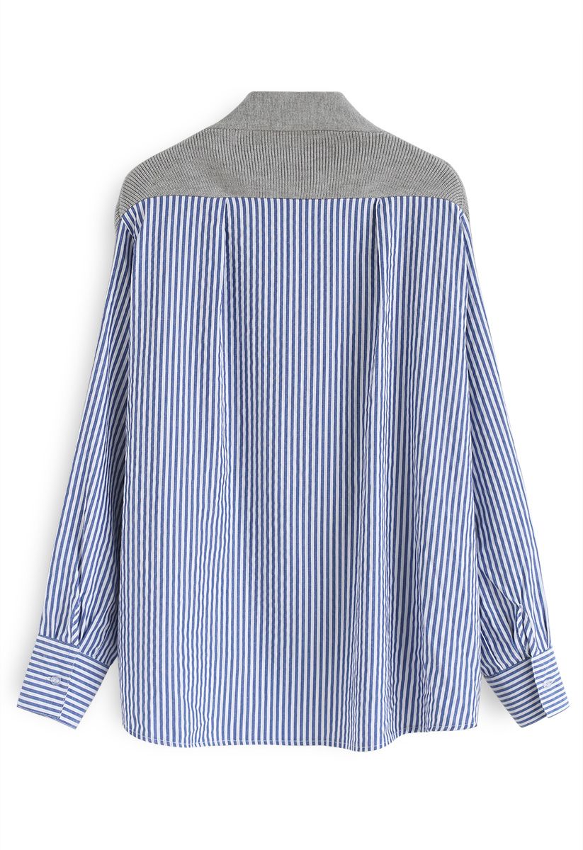 Magic Combination Stripes Knit Cardigan in Grey