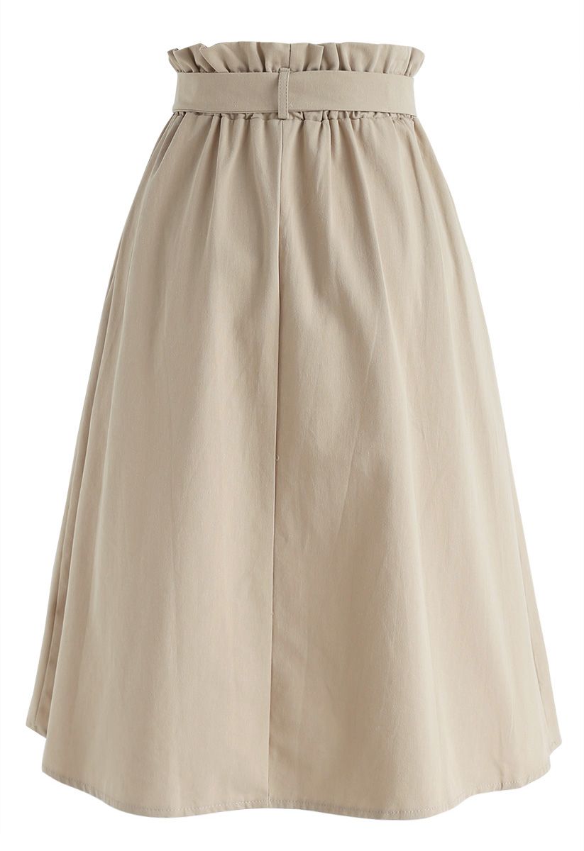 Truly Essential A-Line Midi Skirt in Tan