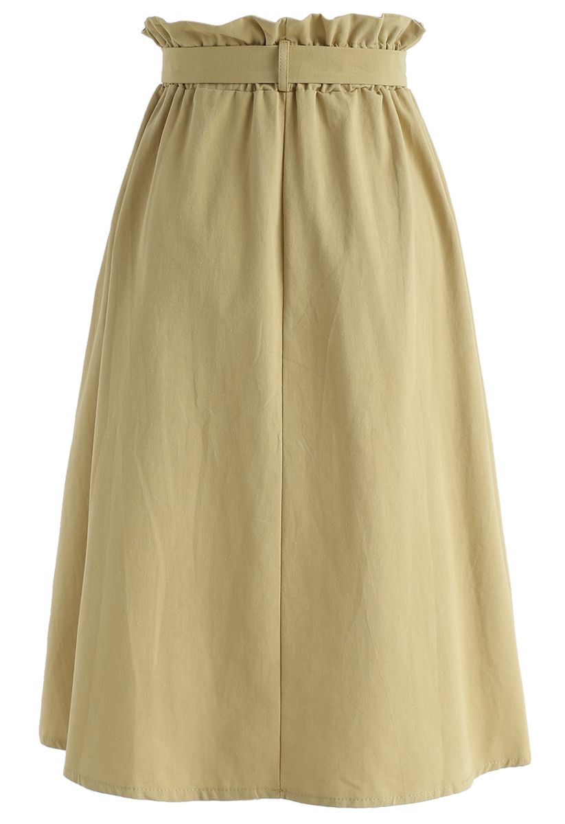 Truly Essential A-Line Midi Skirt in Mustard - Retro, Indie and Unique ...