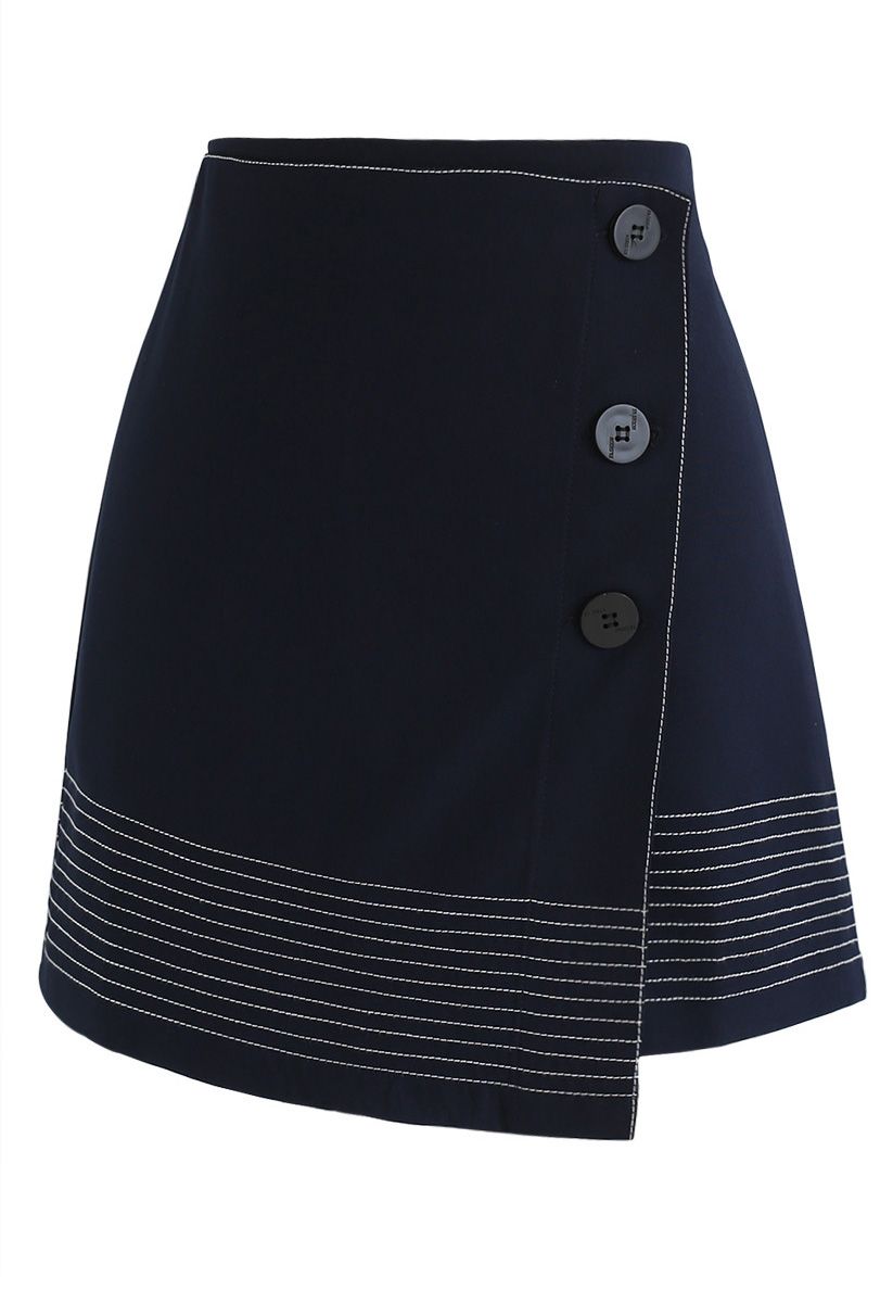 Work it Out Flap Bud Skirt in Navy