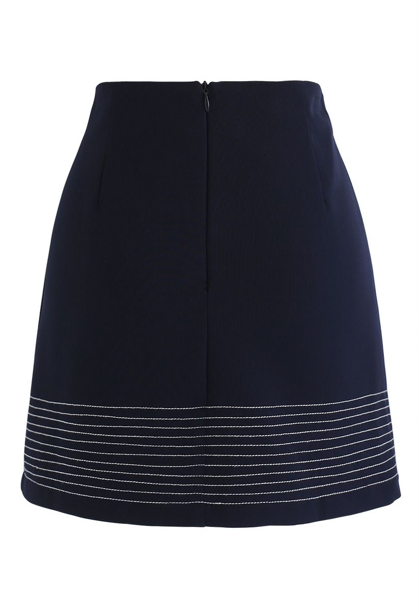 Work it Out Flap Bud Skirt in Navy