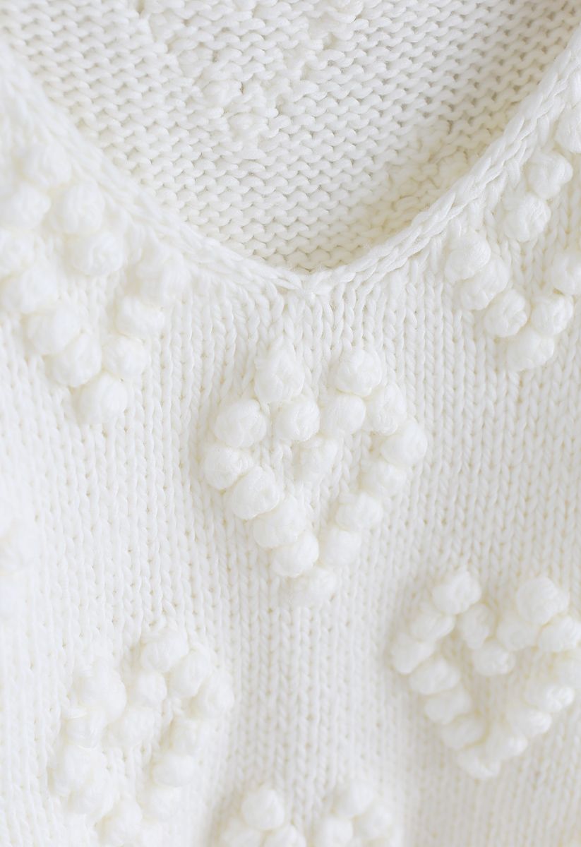 Knit Your Love V-Neck Sweater in White